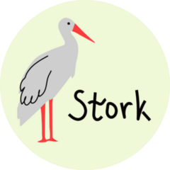 Stork Illustration Lettering Sticker