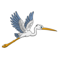Stork In Cartoon Style Sticker