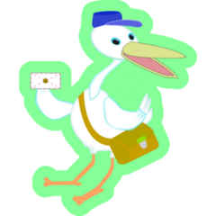 Stork Postman On Bright Green Sticker