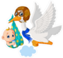 Stork with Baby Cartoon Sticker