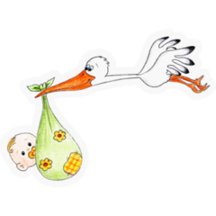 Stork With Baby In Floral Sack Sticker