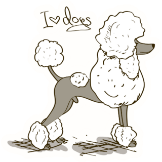 Stout Poodle I Love Sticker