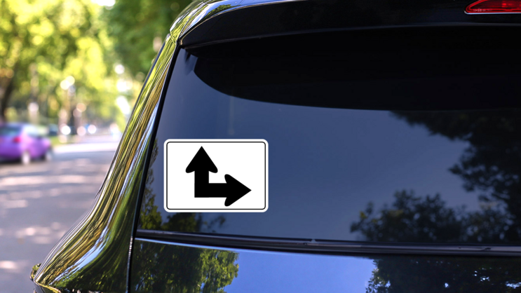 Straight Or Right Arrow Sticker on a Rear Car Window (New) example