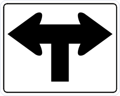 Straight Then Left Or Right Sticker