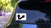 Straight With Right Exit Sticker on a Rear Car Window (New) example