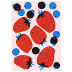 Strawberry Blueberry Farm Art Modern Sticker