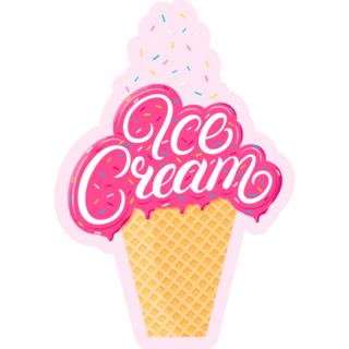 Strawberry Ice Cream Pink Sticker