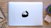 Strawberry In Chocolate Dessert Sketch Sticker on a Laptop (New) example
