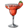 Strawberry Margarita Cocktail Hand Drawn Sticker