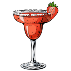 Strawberry Margarita Cocktail Hand Drawn Sticker