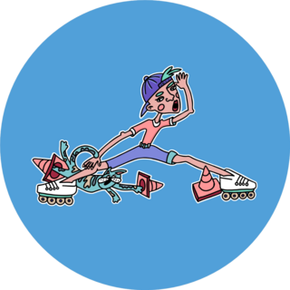 Street Art Boy Rollerblading Game Sticker