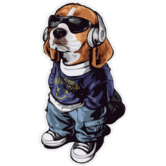 Street Fashion Beagle Sticker