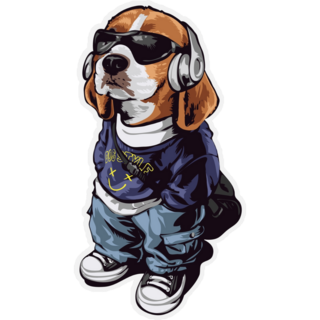 Street Fashion Beagle Sticker