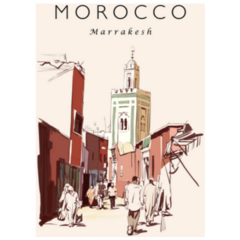 Street Market In Marrakech, Morocco Illustration Sticker