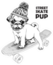 Street Skate Pup Pug Sticker