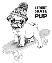 Street Skate Pup Pug Sticker