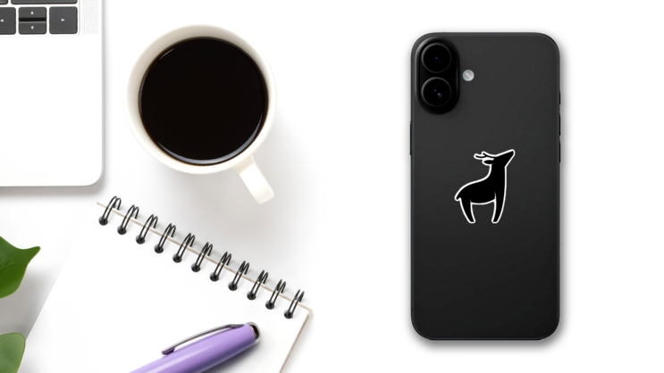 Stretching Deer Cartoon Sticker on a Phone (New) example