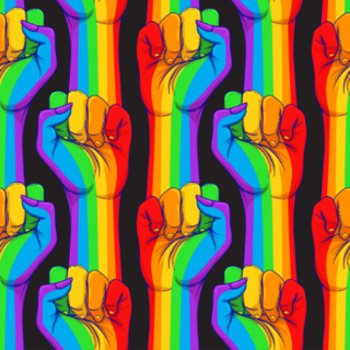 Striped Hand Showing Fist Raised Up Sticker