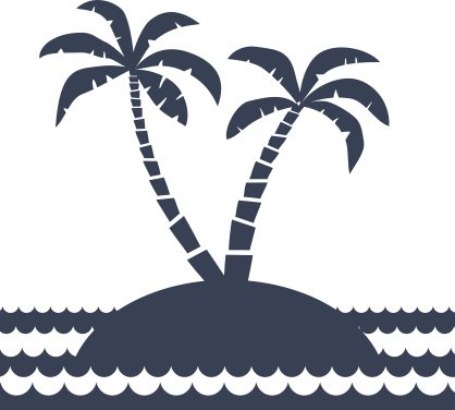 Striped Palm Tree Beach Scene Sticker
