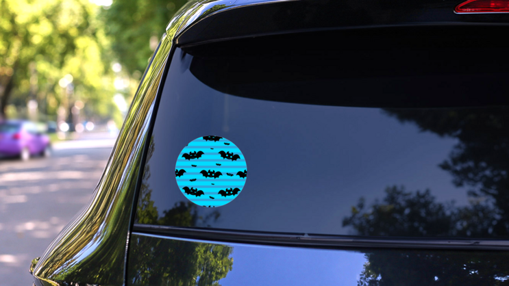 Striped Pattern With Bats Sticker on a Rear Car Window (New) example