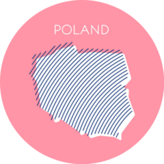 Striped Pink Map Of Poland Sticker