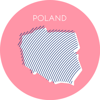 Striped Pink Map Of Poland Sticker
