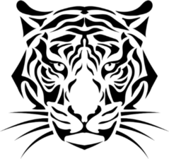 Striped Tiger Head with Whiskers Sticker