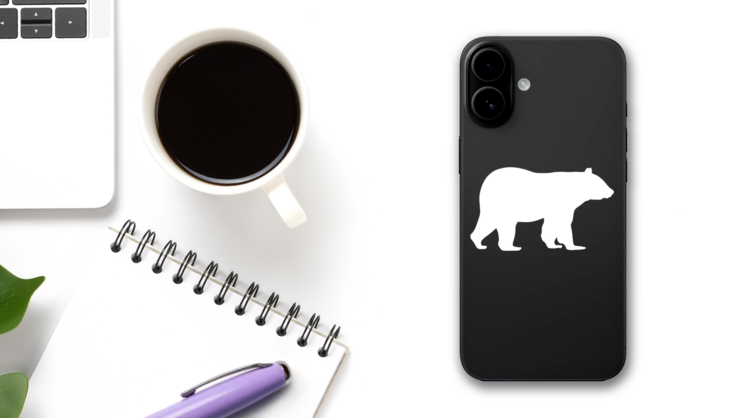 Strong Bear Sticker on a Phone (New) example