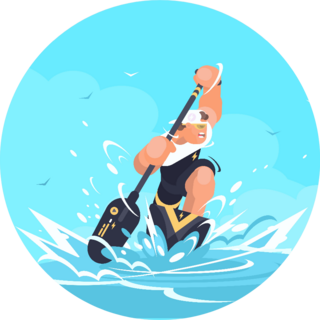 Strong Man In Canoe Rowing Strong Sticker