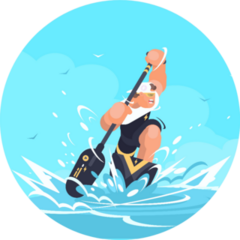 Strong Man In Canoe Rowing Strong Sticker