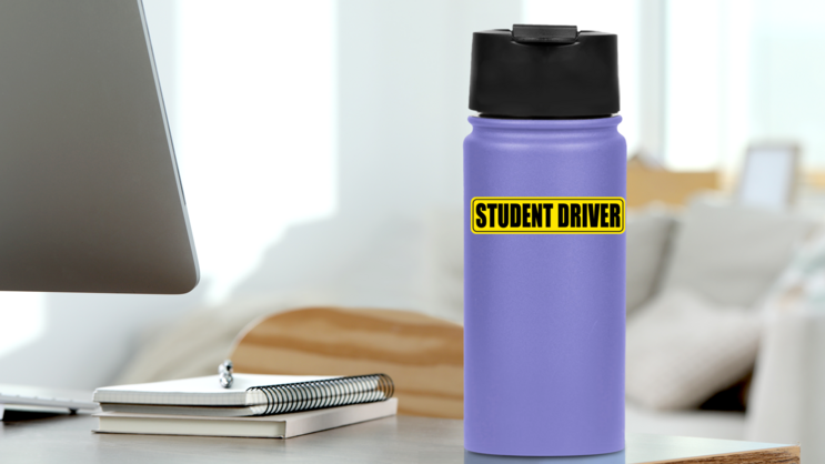 Student Driver Sticker on a Water Bottle (New) example