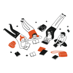 Students Are Reading In A Group Illustration Sticker