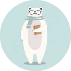 Studious Polar Bear Sticker