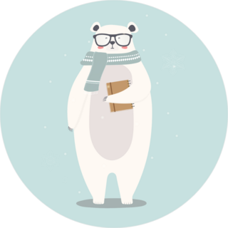 Studious Polar Bear Sticker
