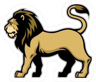 Sturdy Lion Mascot Standing Sticker