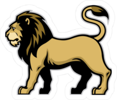 Sturdy Lion Mascot Standing Sticker