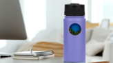 Style Cartoon Night City Skyline Background Sticker on a Water Bottle (New) example