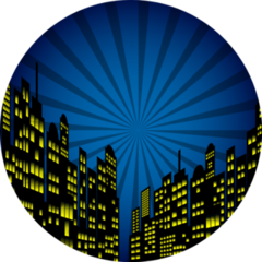 Style Cartoon Night City Skyline Background Sticker