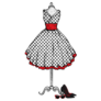 Stylish 1950s Vintage Dress Illustration Sticker
