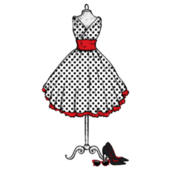 Stylish 1950s Vintage Dress Illustration Sticker