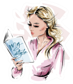 Stylish Blonde Hair Girl Reading A Book Sticker