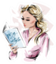 Stylish Blonde Hair Girl Reading A Book Sticker