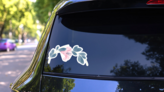 Stylish Cute Spring Background With Lily Flowers Sticker on a Rear Car Window (New) example