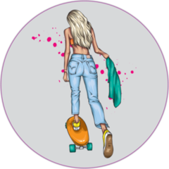 Stylish Girl Skater In Jeans And Sneakers Sticker