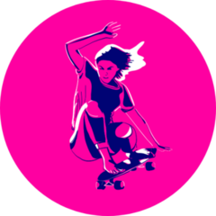 Stylish Girl Skater Jumping Sticker