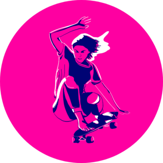 Stylish Girl Skater Jumping Sticker