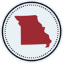 Stylish Minimal Missouri Badge With Map Sticker