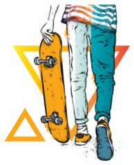 Stylish Skater Illustration Sticker