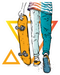 Stylish Skater Illustration Sticker
