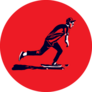 Stylish Skater In Jeans On Red Sticker